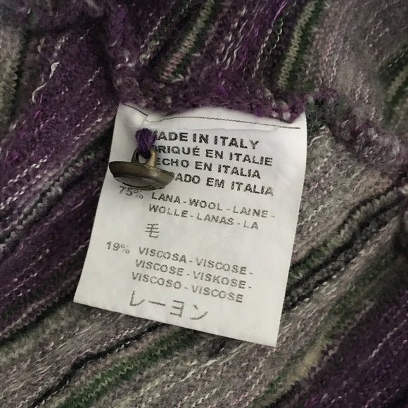 MISSONI Purple + Grey Ripple Crop Wool Blend Cardigan Sweater XS - Picture 4 of 4